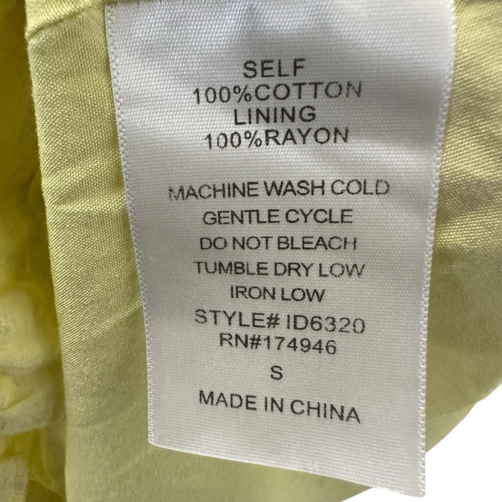 Hailey & Co Womens Smocked Ruffled Mini Dress Sz Small Yellow Sleeveless Lined - Picture 9 of 10